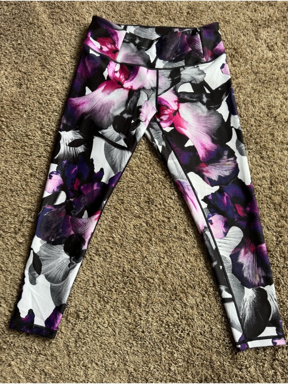 CALIA by Carrie Underwood Floral Performance Leggings in Black, Pink & Purple